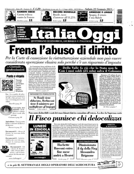 Italia oggi : quotidiano di economia finanza e politica